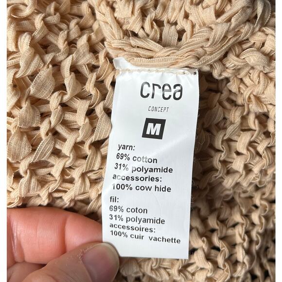 CREA CONCEPT Womens Medium‎ Woven Distressed Beige Sleeveless Vest Cardigan - Picture 9 of 10